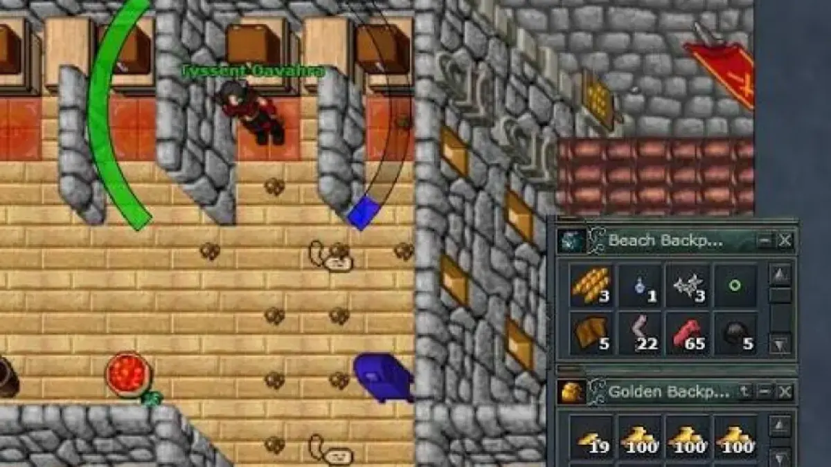 Grupo de jogadores de Tibia se prepara para uma caçada durante o evento de double XP no mundo Premia.