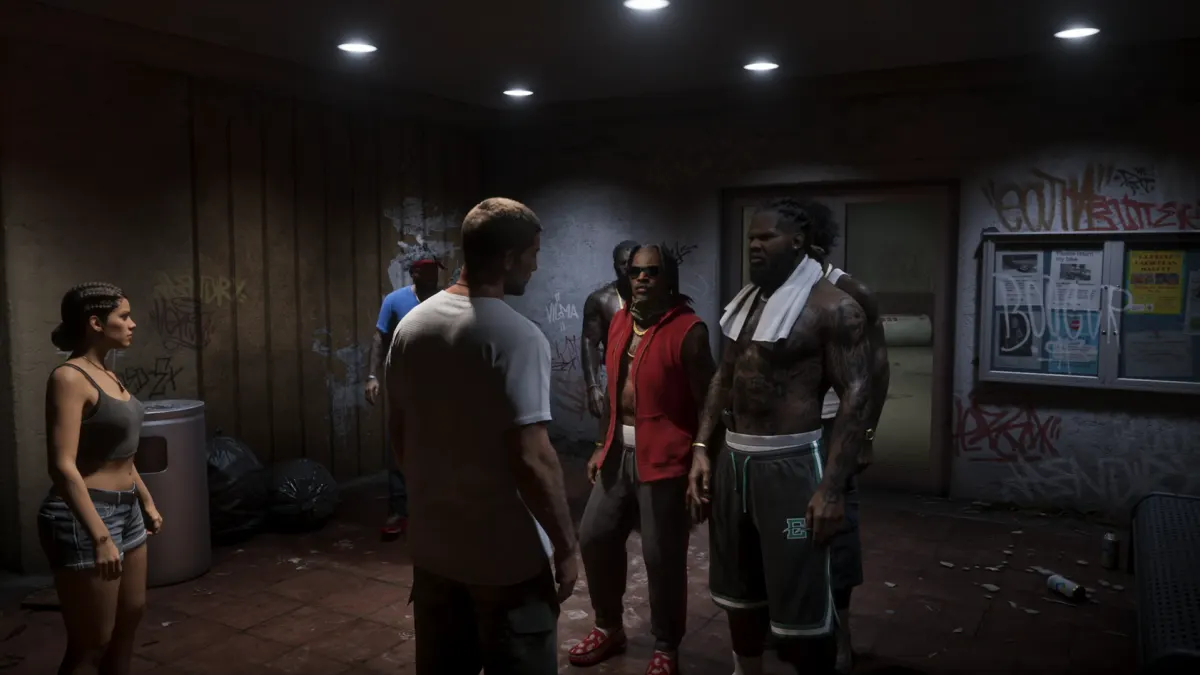 Perseguição policial em GTA 6, com troca de controle entre Jason e Lucia durante a fuga